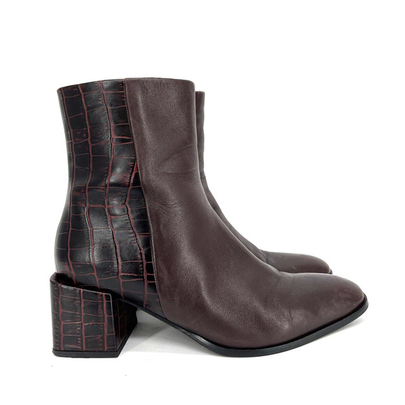 Seychelles Boots Womens 6.5 Burgundy Croc Embossed Siesta Bootie - Picture 1 of 11